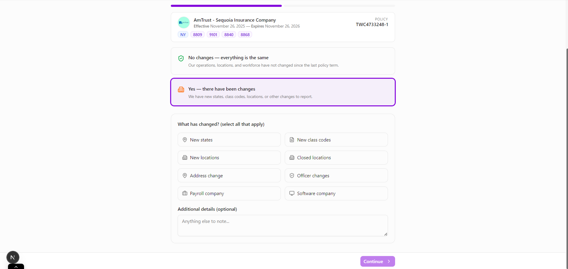 Change type selector grid